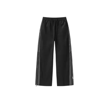 High Street Double Layer Zipper Contrast Color Wide Leg Straight Pants