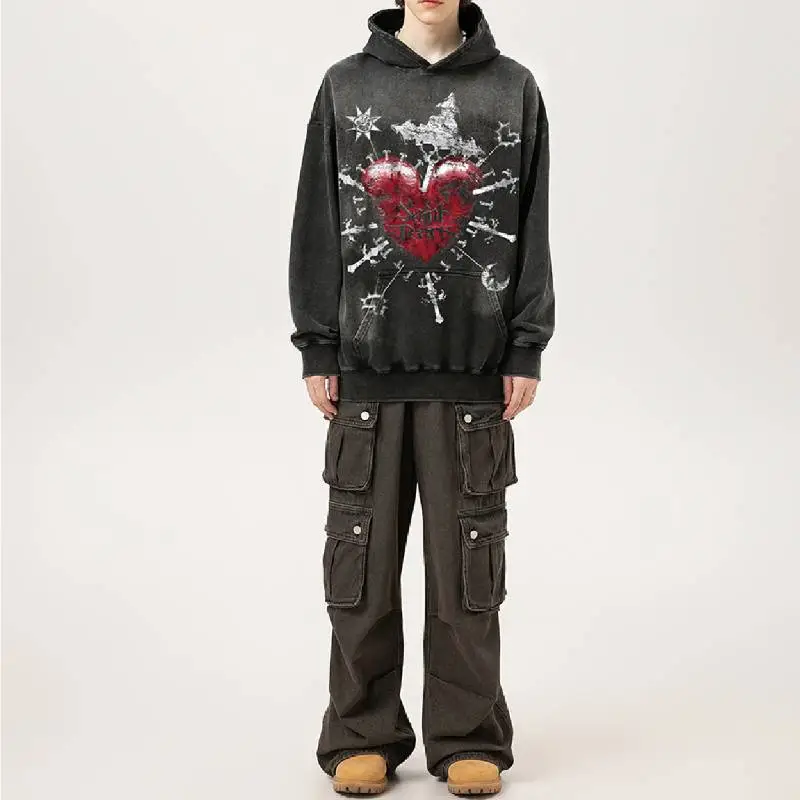 Retro Fashionable Washed Sweatshirt-2