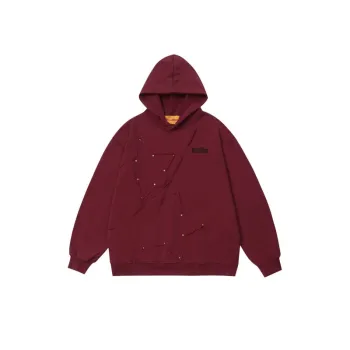 High Street Retro Pie Rivet Five pointed Star Oversize Hooded Sweatshirt