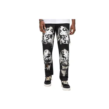 Loose Straight Hip Hop Skull Print Jeans