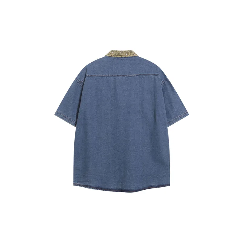 Retro Style Mid Age Denim Shirt-1