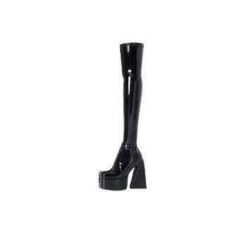 Fashionable Zipper Thigh High Boots