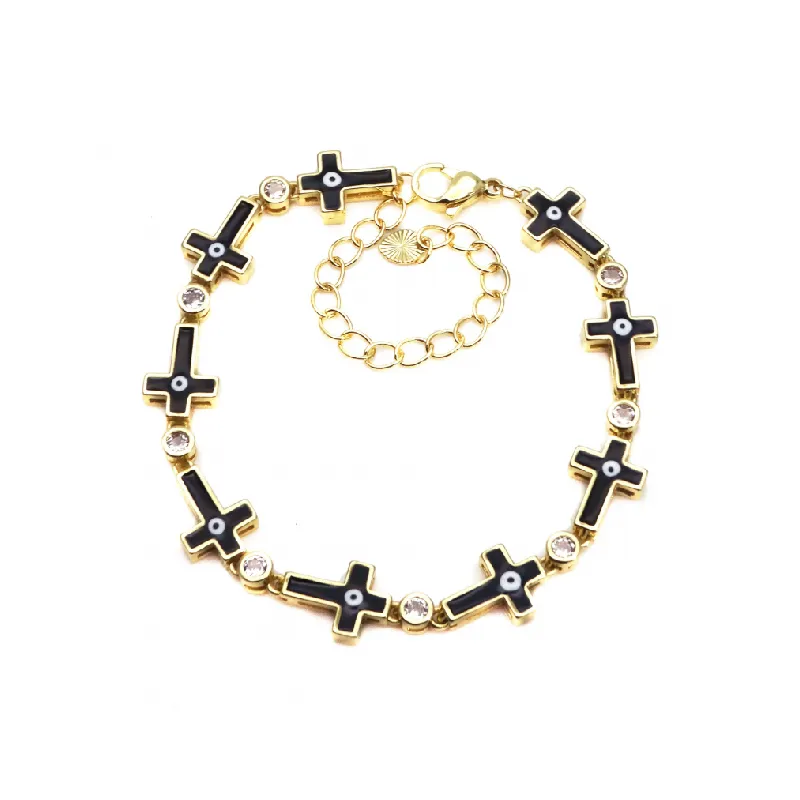 Hip Hop Cross Devil Eye Zircon Bracelet Cubac-5