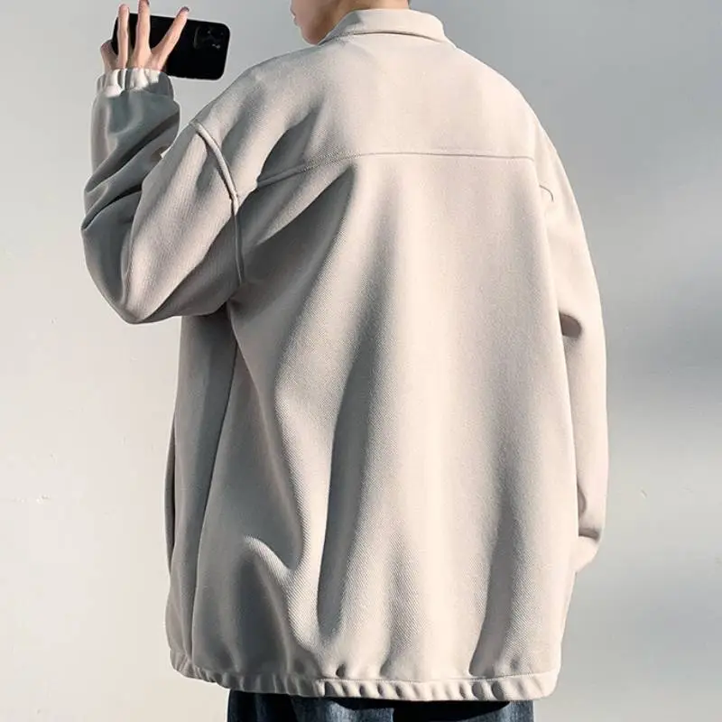 Plain Fashionable Blended Synthetic Fabrics Jacket-6