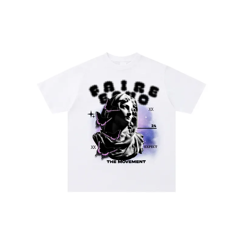 Retro Loose Statue Print T Shirt-0