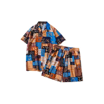 Printed Short Sleeved Shirt And Shorts Suit