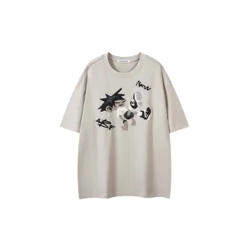 Cartoon Loose Cotton Blended Fabric T Shirt