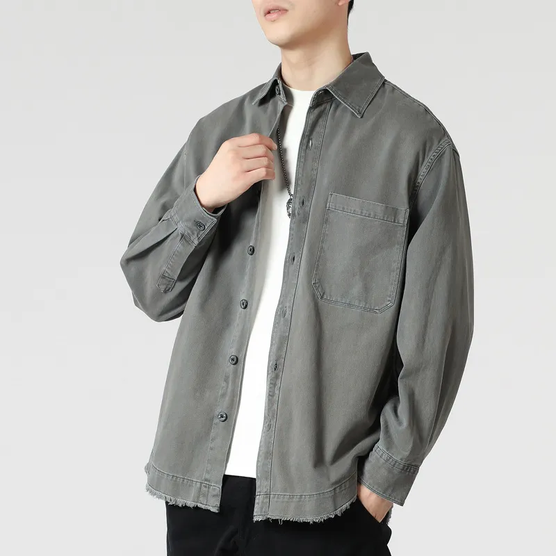 Retro Washed Denim Shirt-9