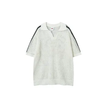 Fashionable Hollow Out Cotton Blended Fabric Polo