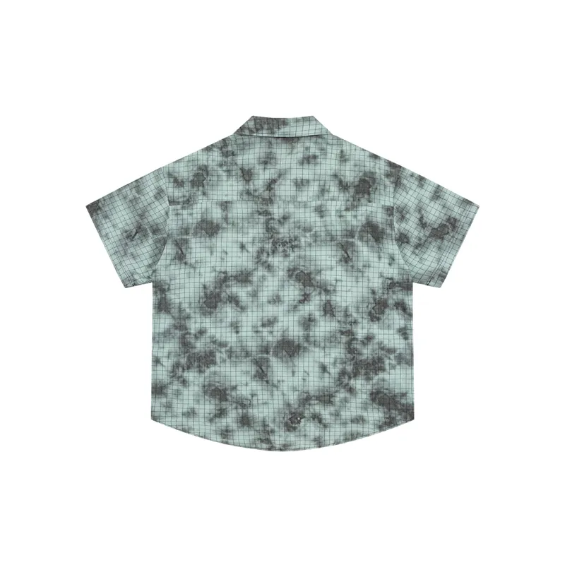 Contrast Tie Dye Plaid Short Sleeved Shirt-1