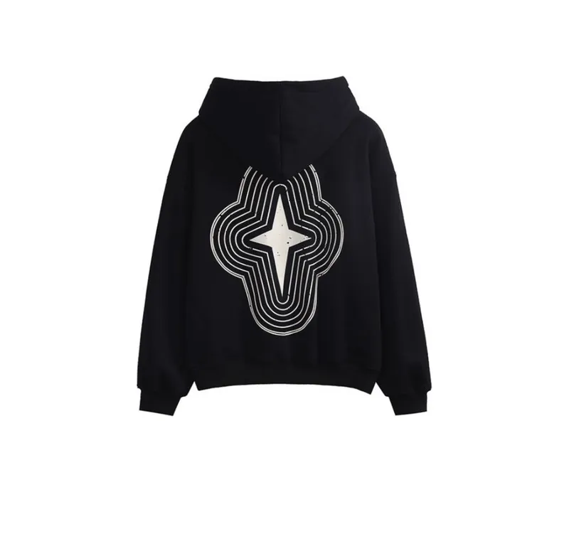Letter Printed Fleece lined Loose Crewneck Hoodie-1
