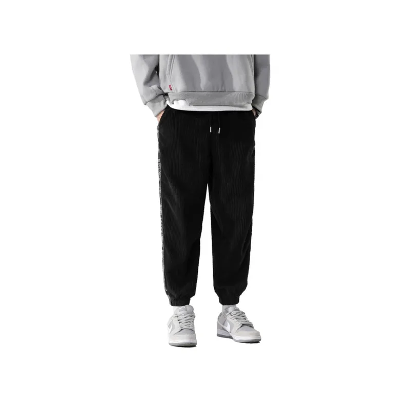 New Style National Fashion Corduroy Casual Cashew Flower Stitching Sports Pants swag OOTD