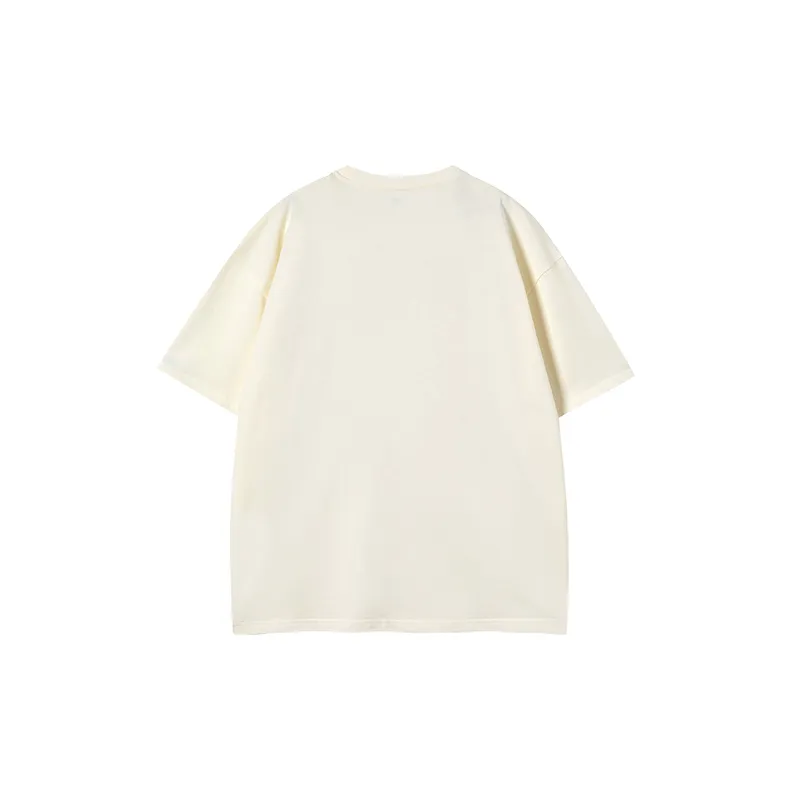 Fashion Retro Letter Meteor Casual Loose Short sleeved T shirt-3