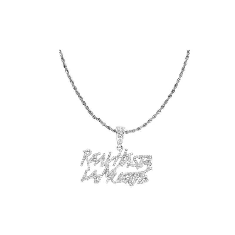 Hip Hop Diamond Letter Pendant Necklace-4