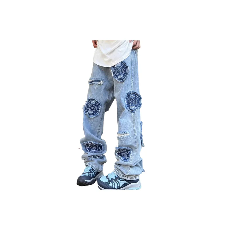 Embroidery Retro Ripped Jeans