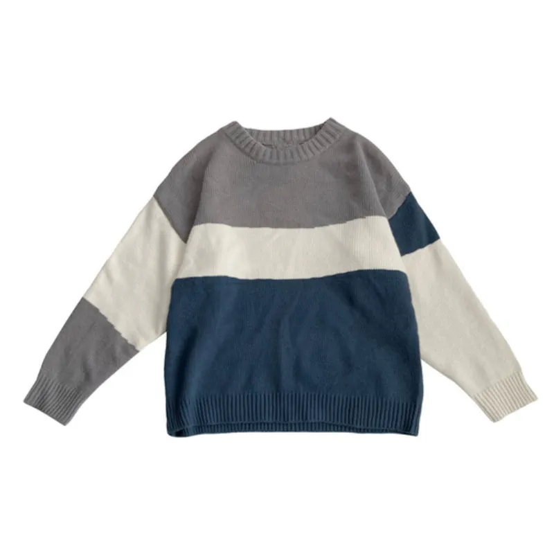 Casual Contrast Color Loose Sweater-5
