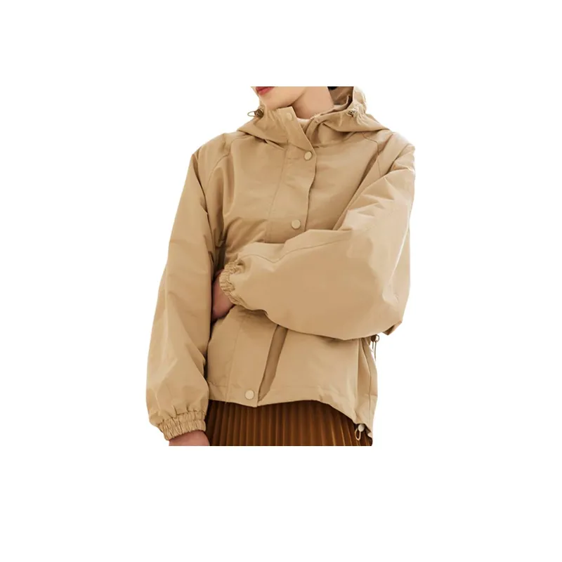Casual Drawstring Waist Hooded Windbreaker Jacket-6
