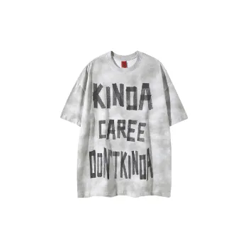 Tie Dye Letter Cotton Blended Fabric T Shirt