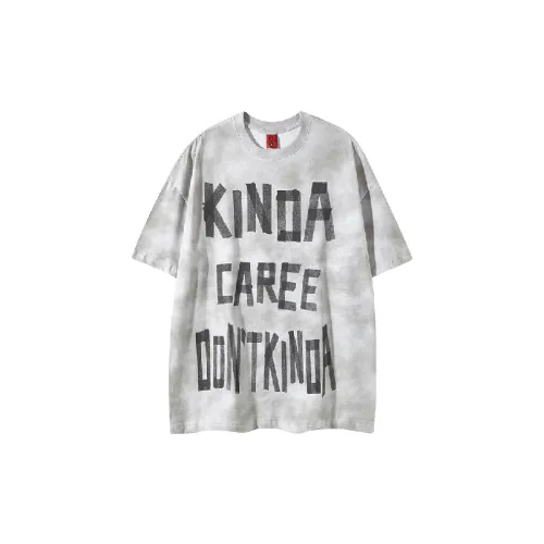 Tie Dye Letter Cotton Blended Fabric T-Shirt
