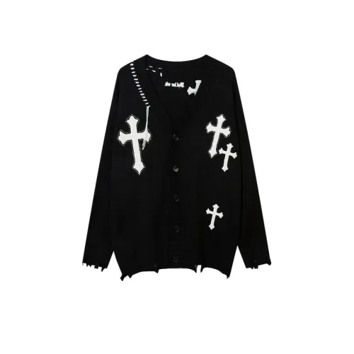 Goethe Style Cross Embroidered Knitted Sweater