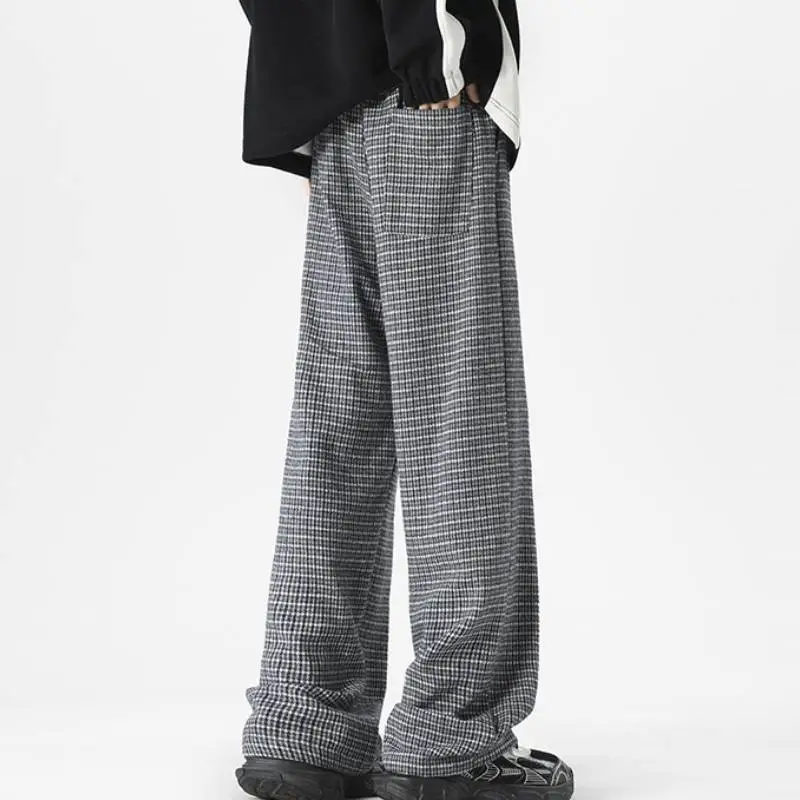 Fashionable Plaid Polyester Casual Pants-3