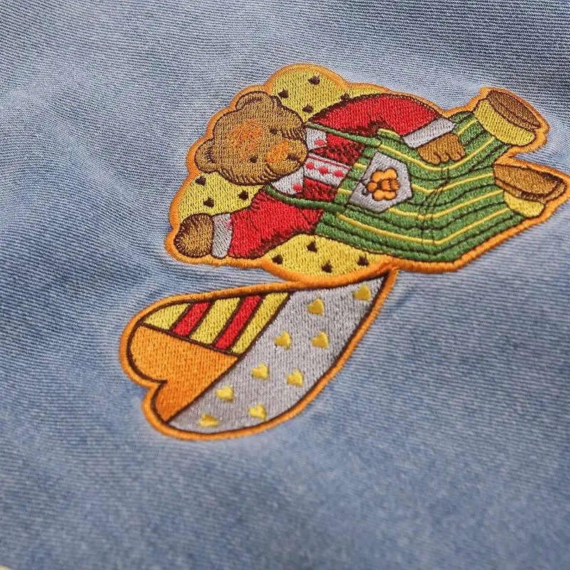 Cute Embroidery Funky Denim Jacket-2