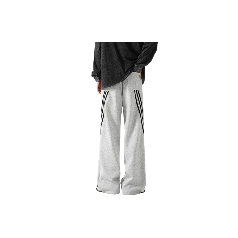 Retro Striped Blended Synthetic Fabrics Casual Pants-3
