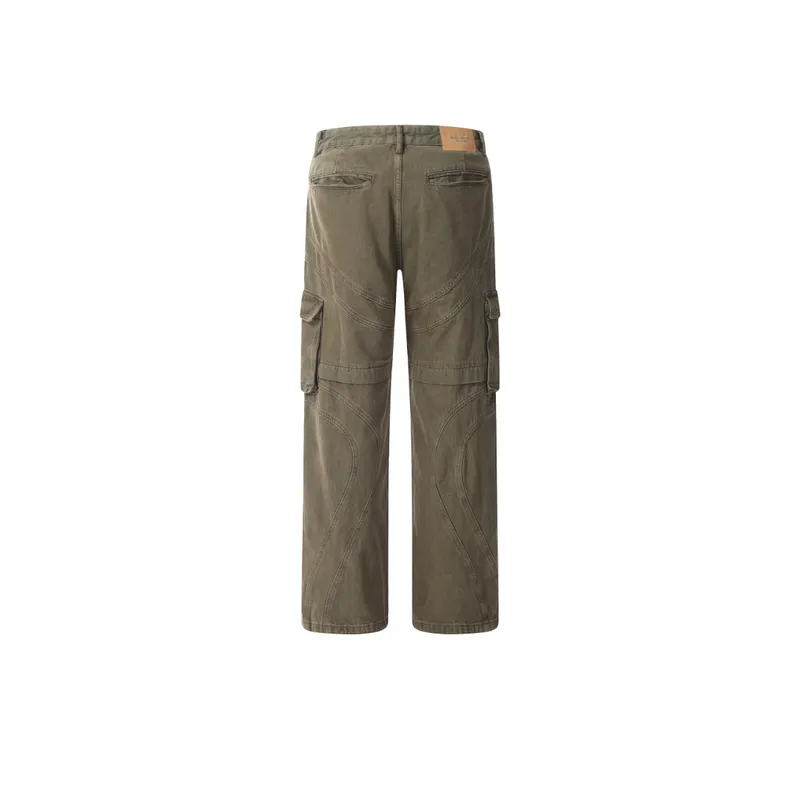 New Vintage Washed Heavy Stitching Line Straight Tooling Jeans swag OOTD-1