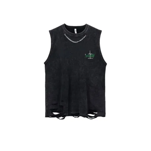 Hiphop Diablo Print Ripped Cotton Vest