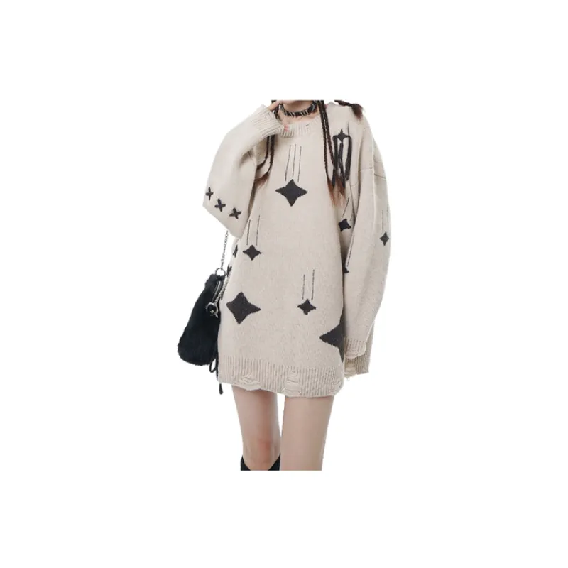 Meteor Falling Loose Crewneck Knitted Sweater-14