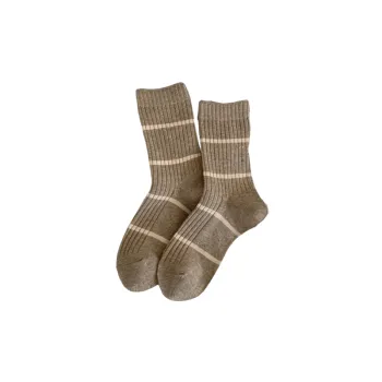 Retro Contrast Color Cotton Mid Calf Sock
