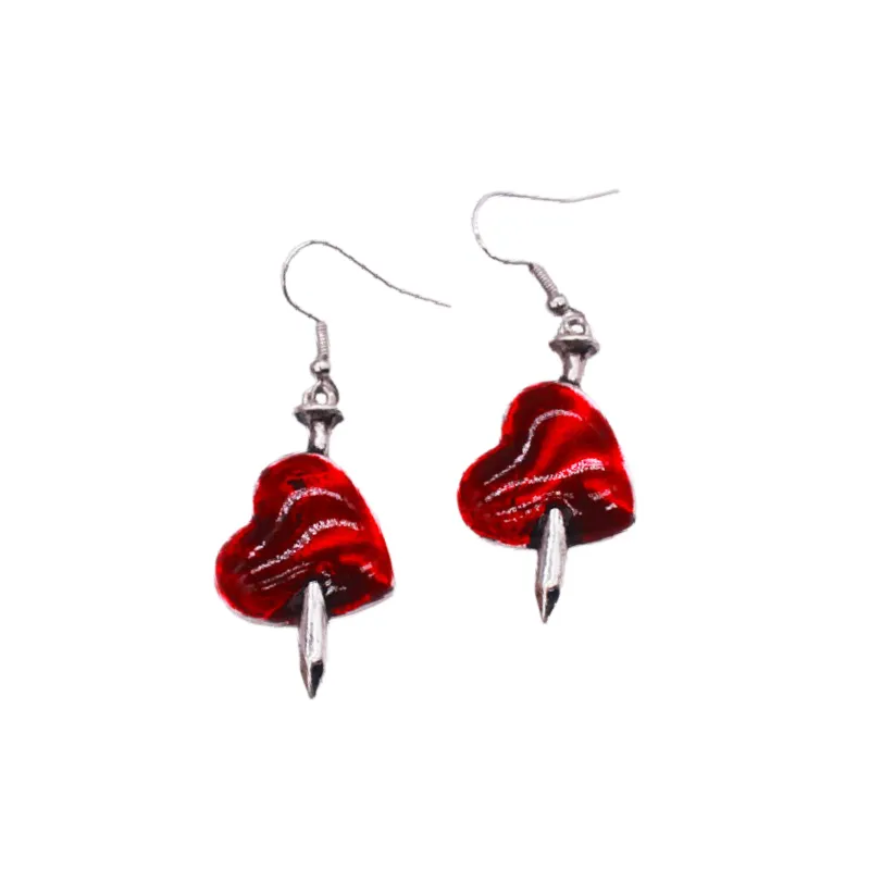 Funky Christmas Heart Earring