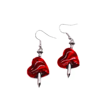Funky Christmas Heart Earring