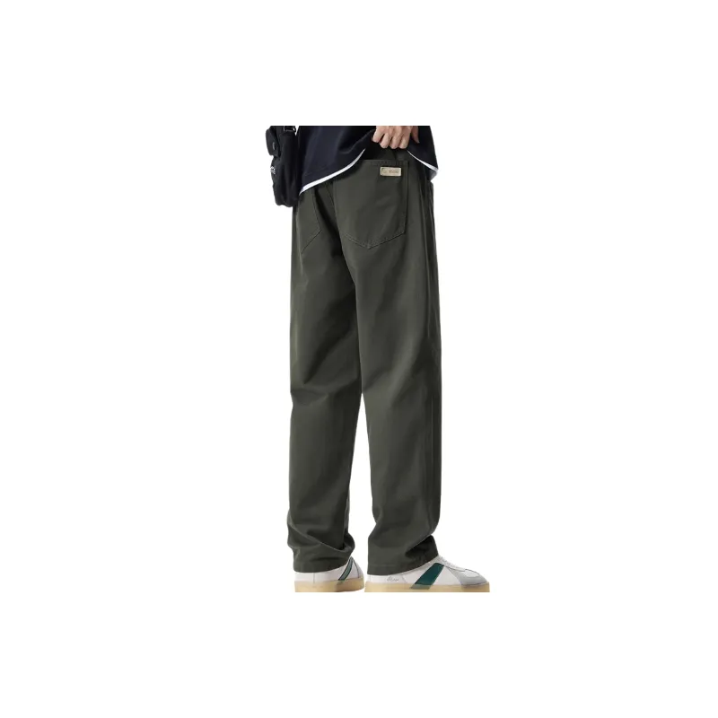 Retro Straight Leg Cotton Casual Pants-1