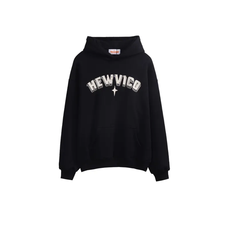 Letter Printed Fleece lined Loose Crewneck Hoodie-0