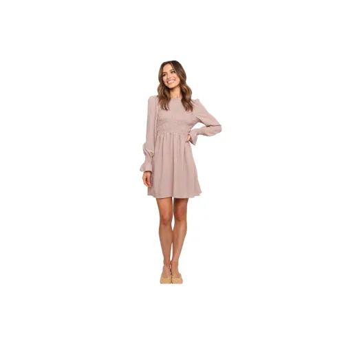 Casual Gingham Long-Sleeved Rabbit Hair Dress Women