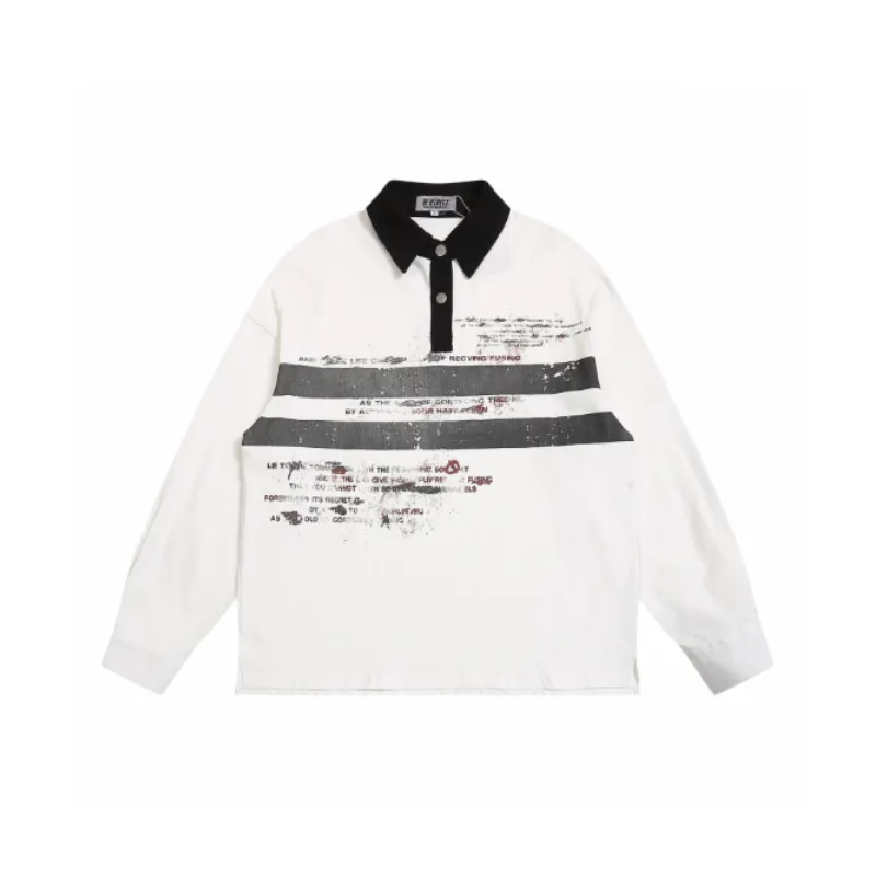 Retro Contrast Color Loose Polo-4