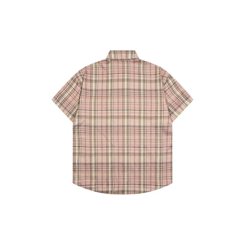 Retro Contrast Color Plaid T Shirt-7