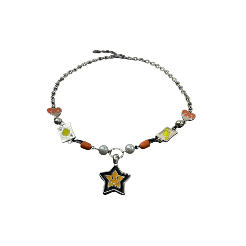 Versatile Hip Hop Smiley Necklace-0