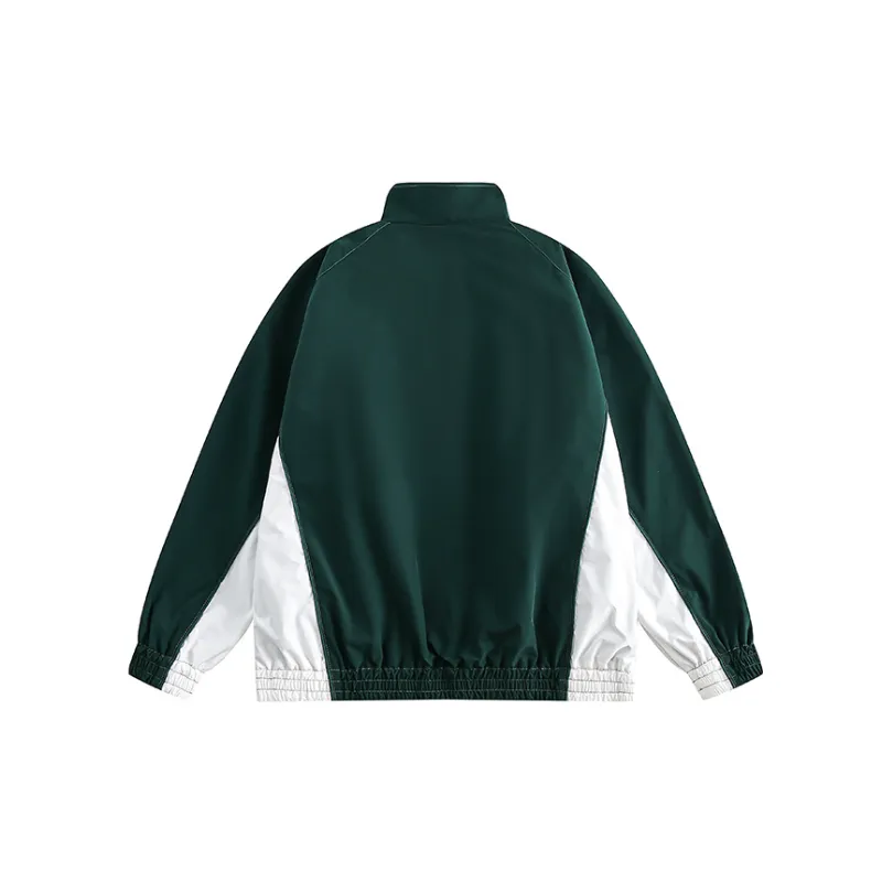 Contrast Stitching Embroidered Stand Collar Jacket-3