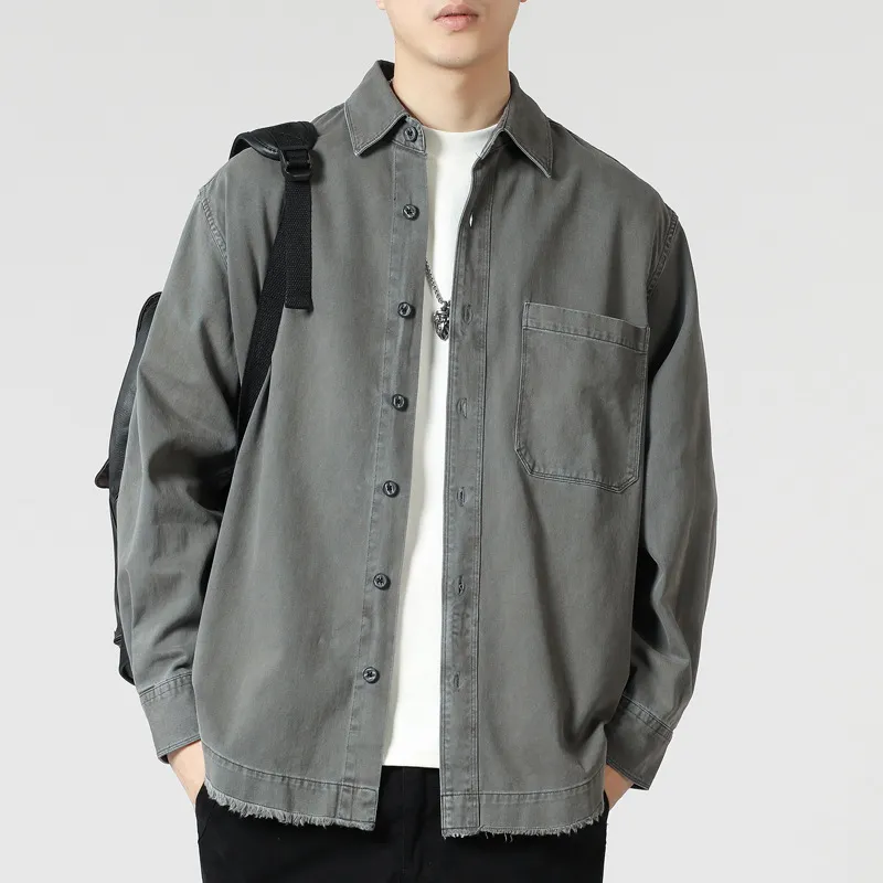 Retro Washed Denim Shirt-8