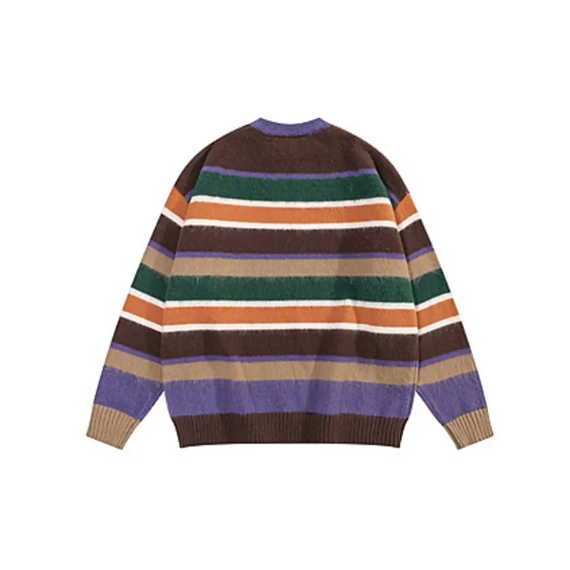 Retro Contrast Color Polyester Sweatshirt-5