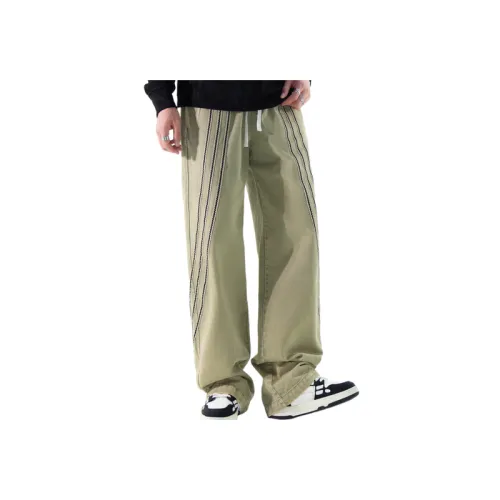 Washed Striped Wide-Leg Casual Pants