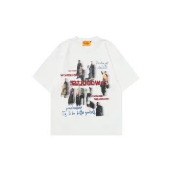 Retro Figure printed Short sleeved T shirt Oversize Pure Cotton