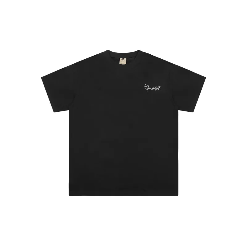 Loose Embroidery Cotton Blended Fabric T Shirt-0