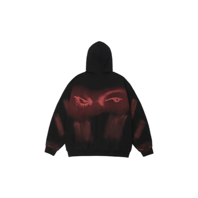 Dark Retro Halo Creative Interesting Color Patching Hooded Cardigan Sweater-1