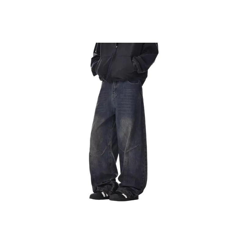 Retro Washed Straight Leg Jeans-0