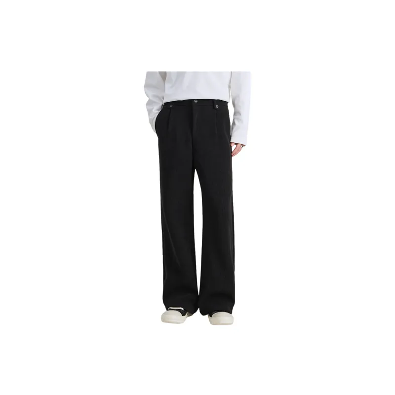 Loose Simple Blended Synthetic Fabrics Casual Pants-8