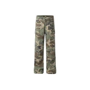 Retro Distress Cotton Cargo Pants