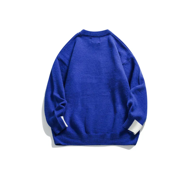 Fake Two piece Letters Jacquard Crewneck Sweater-2